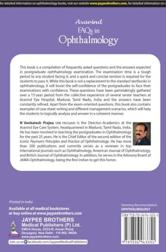 Aravind FAQs in Ophthalmology, 3/E for Ophthalmology Residents and PG Exam Preparation | 15 Years of Aravind Eye Hospital FAQs with Case Sheet Writing and Management Scenarios