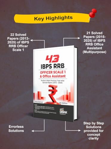 Disha 43 IBPS RRB Officer Scale 1 & Office Assistant Prelim & Main Previous Year-wise Solved Papers (2013 - 2025) 7th Edition | PYQs