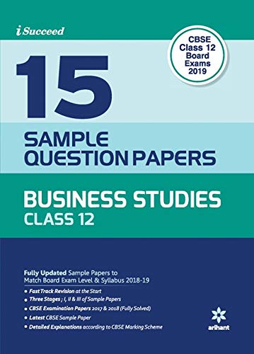 15 Sample Question Paper Business Studies Class 12th CBSE book cover