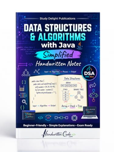 DSA with Java Simplified Handwritten Notes 2026 | Data Structures & Algorithms Using Java | Beginner-Friendly Guide with Coding Examples, Problem Solving & Quick Revision