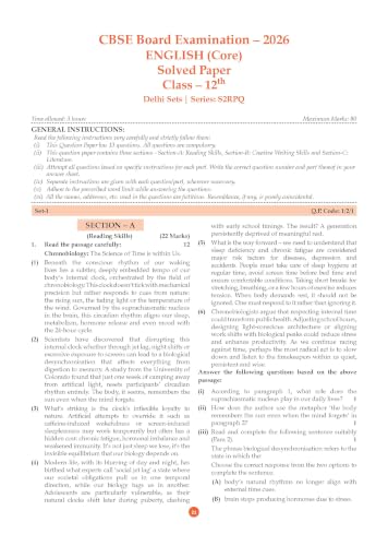 Oswaal CBSE Class 12 English Core Question Bank | Chapter & Topic-wise Solved Papers (2017-2026) | Based on Latest Syllabus (April 2026) | Includes 2026 Papers | For 2027 Exam (CBSE Question Papers)