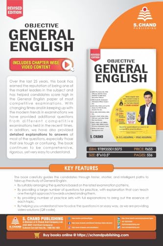 Objective General English (Revised Edition) by Dr. R.S. Aggarwal & Vikas Aggarwal | English Grammar, Vocabulary, Comprehension & Practice Book | IBPS, ... CUET, CLAT & Competitive Exams | S. Chand