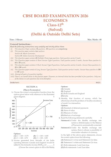 Oswaal CBSE Class 12 Economics Question Bank | Chapter & Topic-wise Solved Papers (2017–2026) | Based on Latest Syllabus (April 2026) | Includes 2026 Papers | For 2027 Exam