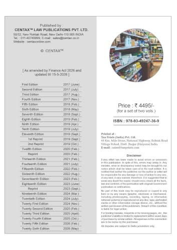 R.K. Jain's GST Law Manual [Finance Act 2026] – Definitive Two-Volume GST Law Set—Acts | Rules | Forms | Circulars | Notifications | Case Law Digest | 800-Question Ready Reckoner