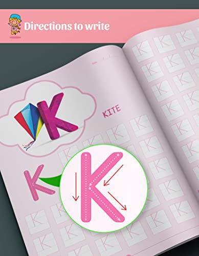 English Alphabet Writing Practice Book for Kids | Capital Letter A-Z Tracing & Activity Workbook for Nursery, LKG, Preschool | 70 Practice Boxes per Letter | Handwriting Book for Ages 3-6
