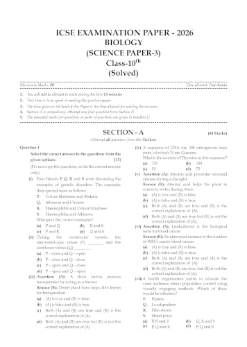 Oswaal Class 10 ICSE Question Bank Biology (2017-2026) | For 2027 Exam Chapter-wise & Topic-wise with Competency Based Questions | Includes 2026 Paper - fully solved | Self-Assessment Papers