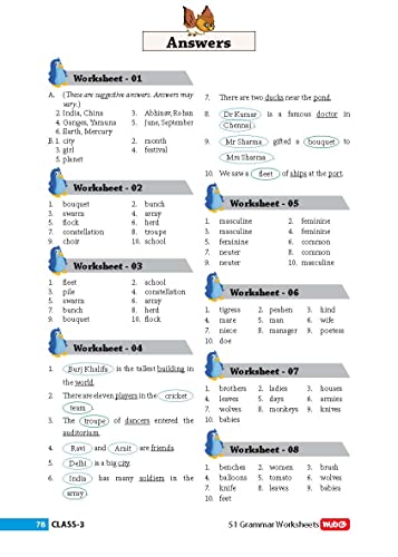 MTG 51 English Grammar Worksheets Class 3 – Grammar Work books to practice English concepts in interactive way (Based on CBSE/NCERT)