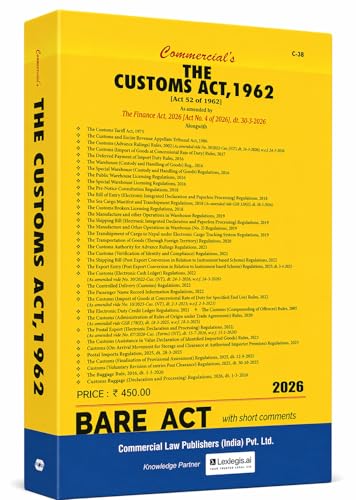 The Customs Act, 1962 ( Updated upto 30-03-2026 ) Bare Act - Latest 2026 EDITION Commercial's