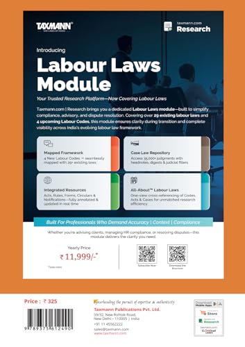 Taxmann's New Labour Laws [Bare Act without Comments | AIBE] – All Four Labour Codes in Force | Statutory Text of the Codes on Wages, Social Security, Industrial Relations and Occupational Safety