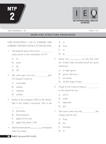 MTG English (IEO) Olympiad Prep Guide Class 7 | Detailed Theory, Exercise with Self Test For Practice | SOF Olympiad Books For Exam 2026-27 (Useful For Level-1 & 2)