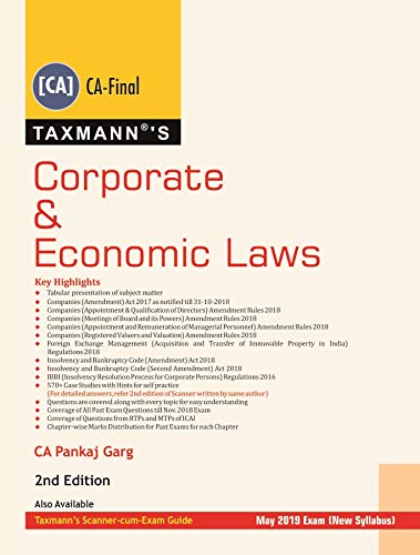 Corporate & Economic Laws (CA-Final)(May 2019 Exam-New Syllabus), 2/e book cover
