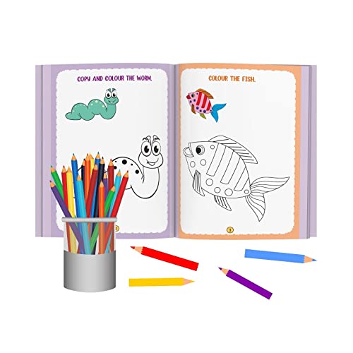 Brain Booster Activity Book Set (Set of 10 books) (Colourful Pages) - 3 Years to 5 Years Old - Learn and Practice ABC Capital and Small Letters, Mazes, Spot the Difference, Pencil Control, Dot to Dot, Mathematics - Fun Early Learning