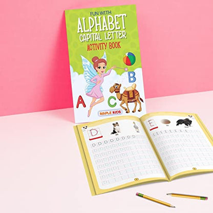 Brain Booster Activity Book Set (Set of 10 books) (Colourful Pages) - 3 Years to 5 Years Old - Learn and Practice ABC Capital and Small Letters, Mazes, Spot the Difference, Pencil Control, Dot to Dot, Mathematics - Fun Early Learning