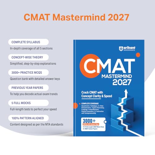 Arihant CMAT Mastermind 2027 | Complete Guide for CMAT Exam | 3000+ MCQs with Answer Key | 5 Mock Tests & Solved Papers | Quant, LR, English, GK