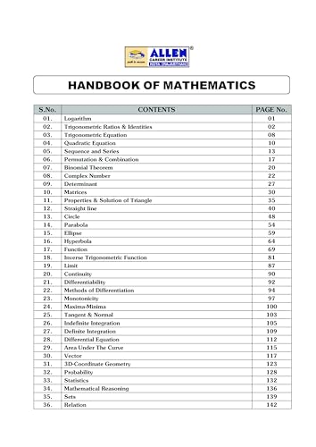 ALLEN Physics, Chemistry, Maths Handbook For IIT-JEE Exam (English) (Set of 3 books Combo) | NON RETURNABLE