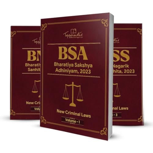 New Criminal Laws Combo (Bharatiya Nyaya Sanhita (BNS) | Bharatiya Nagarik Suraksha Sanhita (BNSS) | Bharatiya Sakshya Adhiniyam (BSA) ) For All ... Set of 3 Books, ToppersNotes Latest Edition.