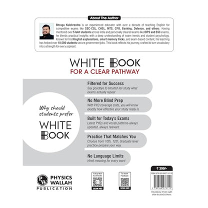 PW White Book of English Vocabulary June 2025 Edition By Bhragu Sir For SSC CGL, CHSL, MTS, CPO, GD, Banking, Defence, Teaching & Other Competitive Exams (Bilingual) [Paperback] Bhragu Kulshrestha
