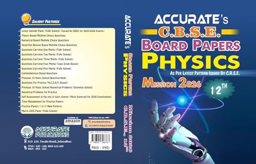 ACCURATE BOARD PAPER PHYSICS C.B.S.E CLASS 12TH MISSION 2026