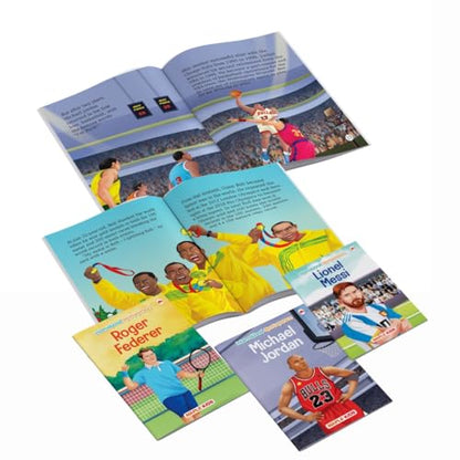 Story Books for Kids - Sportspersons (Set of 5 Books) (Illustrated) - International Sportsmen - Messi, Roger Federer, Serena Williams, Michael Jordan, Usain Bolt - Biographies for Children - Age 6+