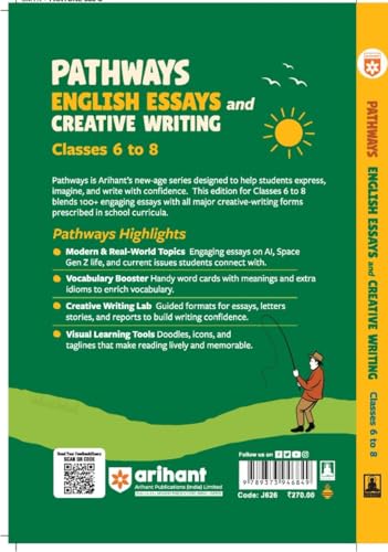 Arihant Pathways English Essays & Creative Writing for Classes 6–8 | 100+ Model Essays, Vocabulary Booster & Creative Writing Tasks | Improve School Writing, Grammar & Expression Skills