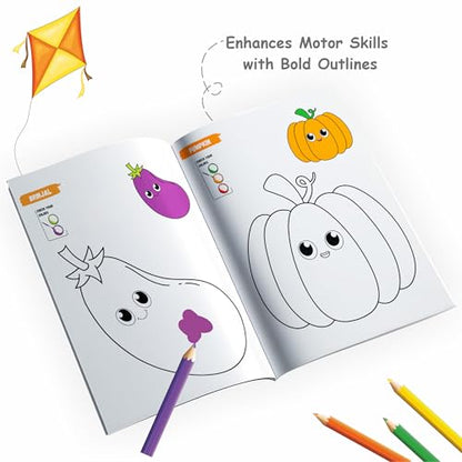 Copy Colour Book For Kids Set of 6 Books - Animals, Birds, Fishes & Sea Animals, Fruits, Vegetables, Cartoons | 2 to 6 Years Old | Ideal Birthday Gift Set for Growing Kids [Paperback] PW