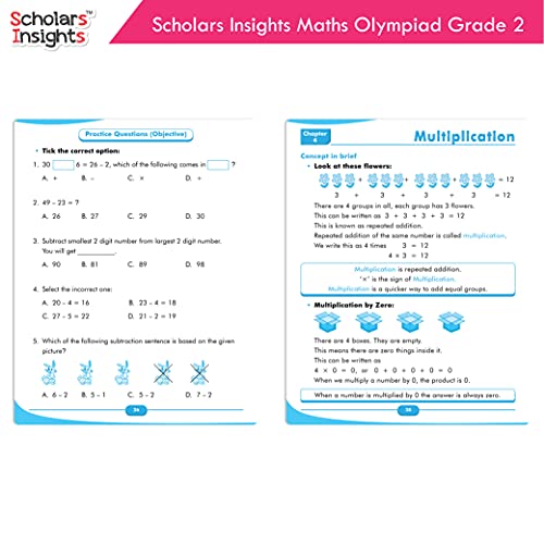 Scholars Insights Maths Olympiad Grade 2 – Paperback | Maths Olympiad Workbook for Class 2 | Competitive Exam Practice Book for IMO & School Olympiads | Grade 2 Maths Practice for Age 7–10