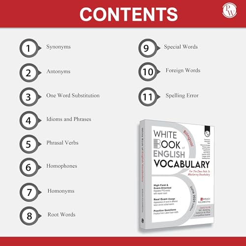 PW White Book of English Vocabulary June 2025 Edition By Bhragu Sir For SSC CGL, CHSL, MTS, CPO, GD, Banking, Defence, Teaching & Other Competitive Exams (Bilingual) [Paperback] Bhragu Kulshrestha