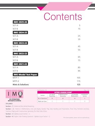 MTG IMO Olympiad 10 Previous Years Papers Class 6 Mathematics (2025-2021 Set A & B) - Model Test Papers with 24 Sample OMR Sheets | PYQ Book For SOF Olympiad 2026-27 Exam