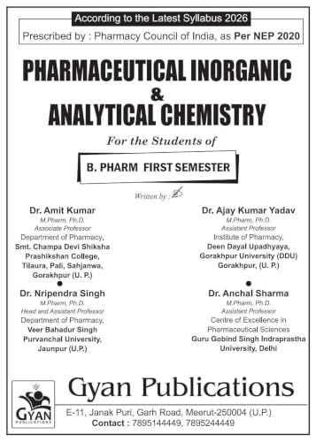 B.Pharm 1st Semester Pharmaceutical Inorganic & Analytical Chemistry Book | BP106T | Latest PCI Syllabus 2026 | NEP 2020 | Bachelor of Pharmacy Study ... Publications (B.pharm First Semester Series)
