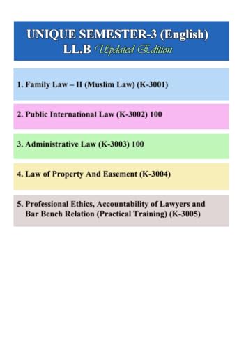 Nitin Prakashans Unique Law Series CCS University For SEMESTER-3 With 30 Questions & Answers For LLB Examination. (ENGLISH EDITION-2025-2026) K-3001 ... & Bar Bench Relation (Practical Training)
