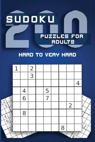 Sudoku 200 Puzzles for Adults Hard to Very Hard : Two large sudoku puzzles on each page page