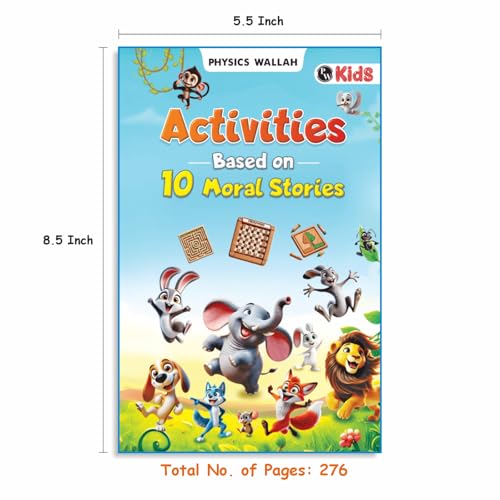 Set of 10 Moral Story Book for Kids with 100+ Activities Book, Short Illustrated Stories with 3D Animated Images, Story Book for Kids 3-5 Years