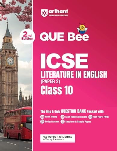 Arihant ICSE Literature in English (Paper 2)) Class 10 Exam 2026-27 | Quick Theory, Exam Pattern Questions & Sample Papers | As per Latest ICSE Syllabus | Que Bee 2nd Edition 2027