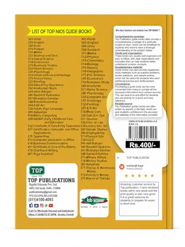 TOP NIOS Political Science Class 12 - Guide Book for NIOS 317 - Latest New Course Based Study Material - Includes 1 Sample Paper and 3 Solved TMA ... & Several Question Answers for Every Chapter