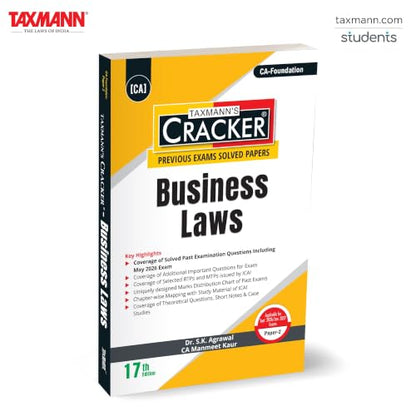 Taxmann's CRACKER for Business Laws (Paper 2 | Law) – Chapter-wise Compilation of 650+ Solved Questions—Source-Tagged | Supplemented with RTPs/MTPs for CA Foundation | Sept. 2026/Jan. 2027 Exams