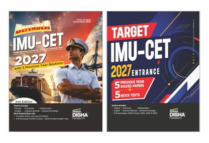 Disha Combo (2 Books) Defender IMU-CET 2027 Entrance Guide with Target IMU-CET 5 Year PYQs & 5 Mock Tests | Study Package, Previous Year Questions & Practice Sets | Fully Solved