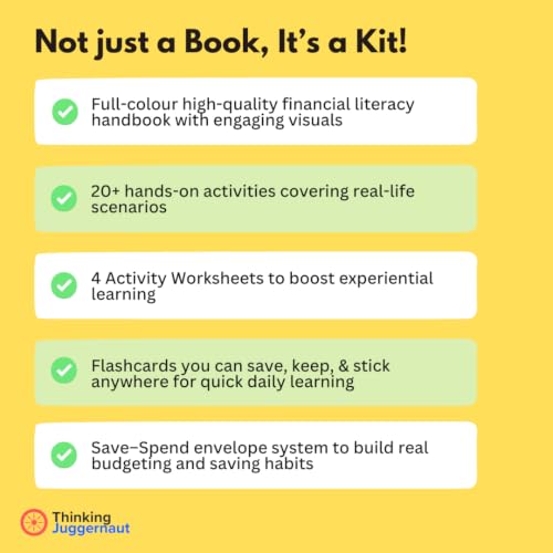 Personal Finance Handbook for Kids Ages 7–10 | Financial Literacy for Kids with 20+ Activities, Worksheets, Flashcards & Save-Spend Envelopes | Best ... Books for Kids | Designed by IIT & NIT Alumni