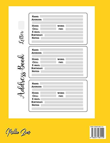 Address Book: Address Book with Alphabetical Index Address Book A-Z Index Alphabetical Address Book Yellow