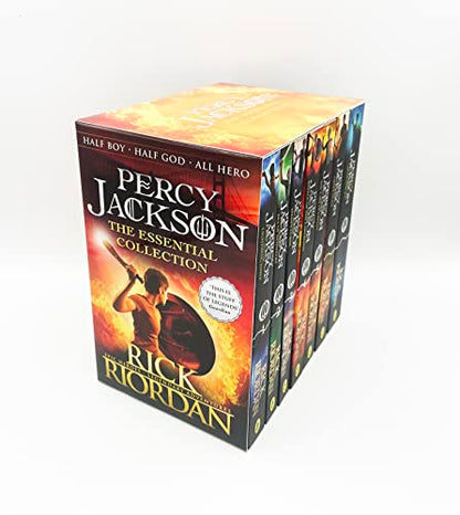 The Essential Percy Jackson Collection (7 Books Set) by Rick Riordan (Lightning Thief, Sea of Monsters, Titan's Curse, Battle of Labyrinth, Last Olympian, Greek Heroes, Greek Gods)