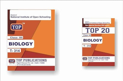 TOP NIOS Class 12 Biology 314 Guide + TOP 20 Most Important Question Answers (Mini Book) - Set of 2 Books