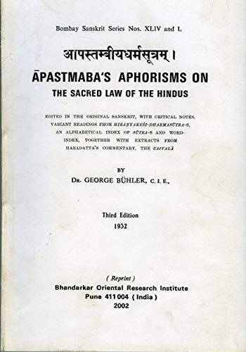 Apastmaba's Aphorisms on Sacred law of the hindus book cover