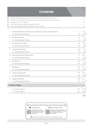 Oswaal Class 10 ICSE Question Bank Chemistry (2017-2026) | For 2027 Exam Chapter-wise & Topic-wise with Competency Based Questions | Includes 2026 Paper - fully solved | Self-Assessment Papers