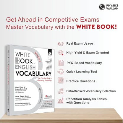 PW White Book of English Vocabulary June 2025 Edition By Bhragu Sir For SSC CGL, CHSL, MTS, CPO, GD, Banking, Defence, Teaching & Other Competitive Exams (Bilingual) [Paperback] Bhragu Kulshrestha