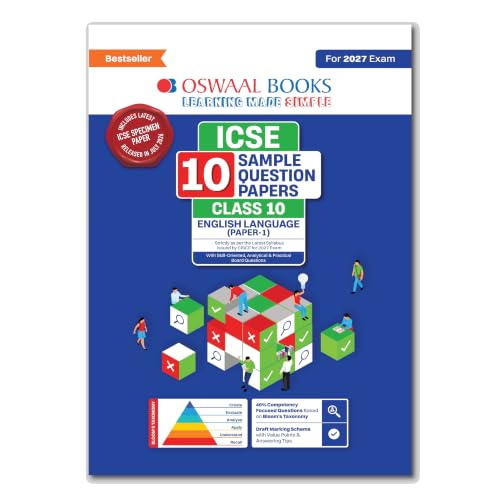 Oswaal ICSE | 10 Sample Question Papers | Class 10 | English Paper-1 (Language) (For 2027 Exam) | Includes–Board Paper 2026 & Specimen 2027 | With On Tips Notes, Mind Maps & Oswaal AI