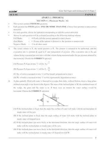 ALLEN Score 10 Test Papers with Solutions (Paper 1 & 2) for JEE Advanced in English Physics, Chemistry & Mathematics Mock Test papers