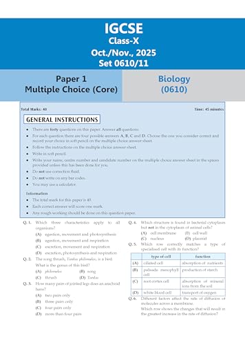 Oswaal IGCSE Biology (Papers 1,2,3,4) Core & Extended | Topical Past Solved Papers (2016-Oct.-Nov., 2025) | Aligned with Cambridge IGCSE™ Coursebook | with Oswaal AI
