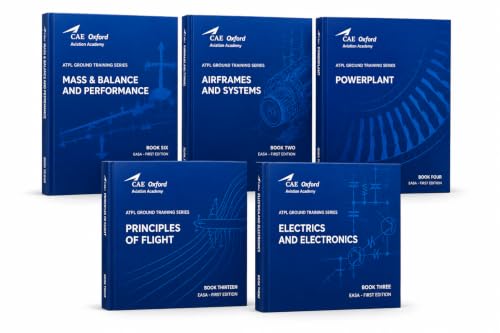 CAE Oxford Aviation Academy EASA ATPL Technical General Set of 5 Books – Mass & Balance, Performance, Airframes & Systems, Powerplant, Principles of ... Electronics | Complete Pilot Training Manuals