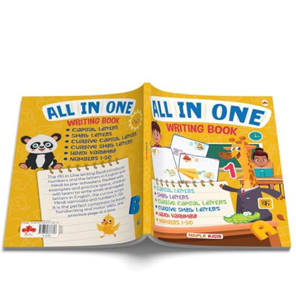 All in One - Writing Practice Fun - Write and Practice Capital Letters, Small Letters, Cursive Writing, Hindi Varnamala and Numbers - Book for Kids 2+ Years Old
