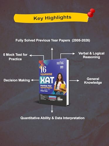 Disha 16 Year-wise XAT Previous Year Solved Papers (2011 - 2026) with 5 Mock Tests 18th Edition | PYQs Question Bank | Essays, Quantitative Aptitude, Verbal Ability, Reading Comprehension & Reasoning