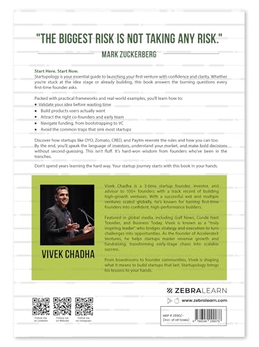 Startupology: Ideation to Execution for First-Time Founders | Actionable Strategies, 15+ Frameworks & 9 Case Studies of Indian Startups to Launch with Confidence | By Vivek Chadha | ZebraLearn Books